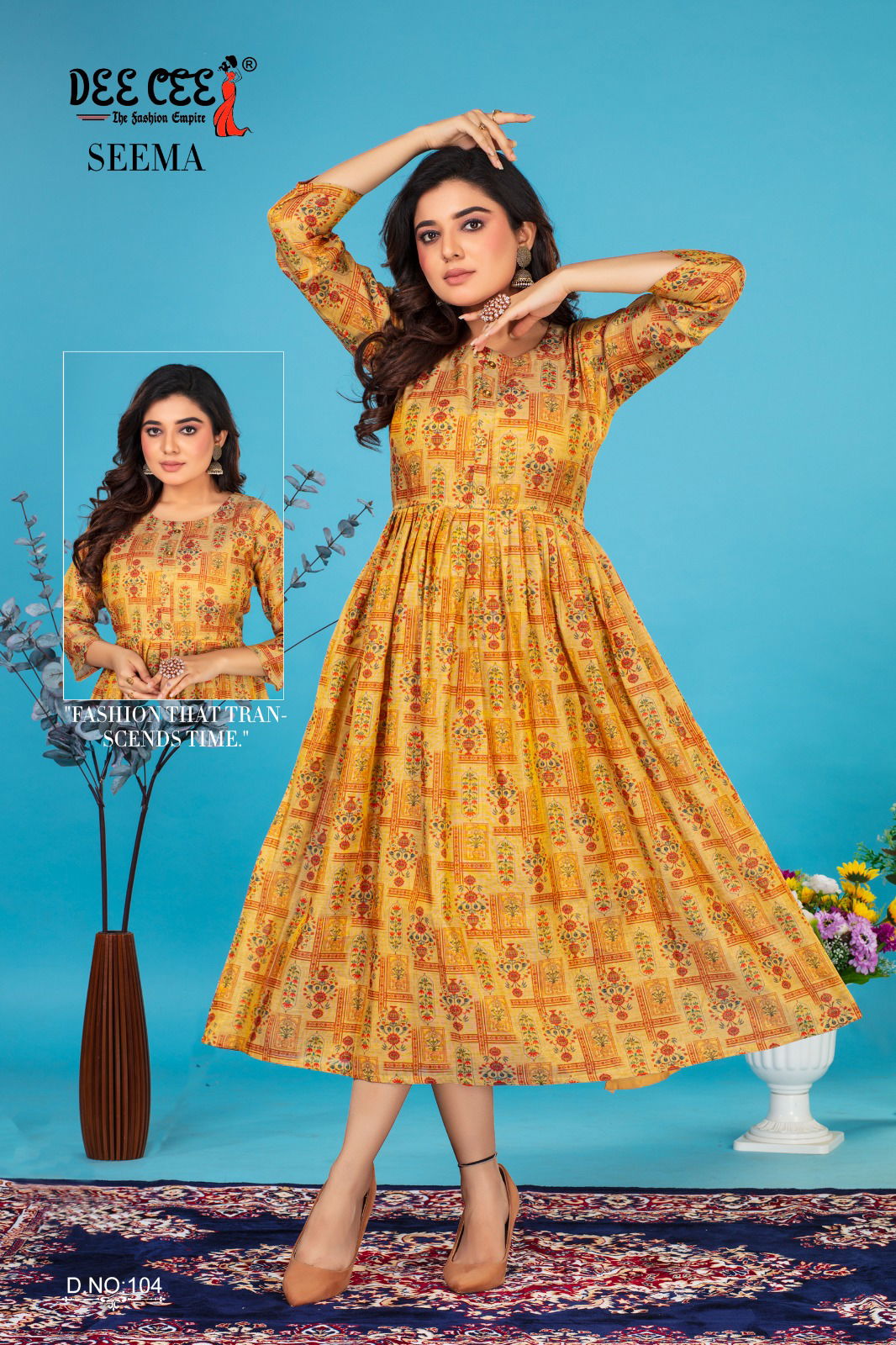 Seema By Deecee Long Ghera Silk Digital Printed Kurtis Wholesale Clothing Suppliers In India